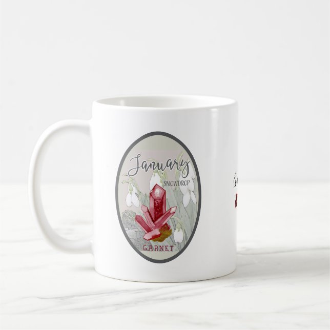 Janvier Pierre d'anniversaire et Mug de café à fle (Gauche)