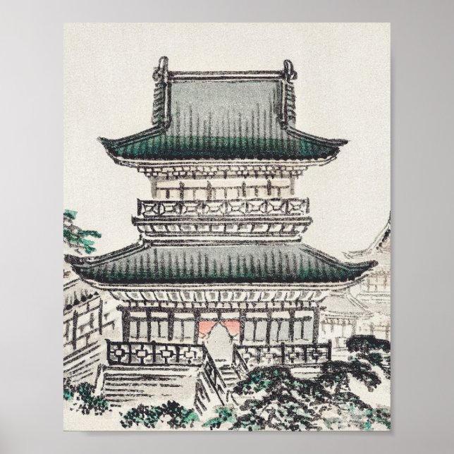 Japanese Architecture by Kōno Bairei Poster (Devant)