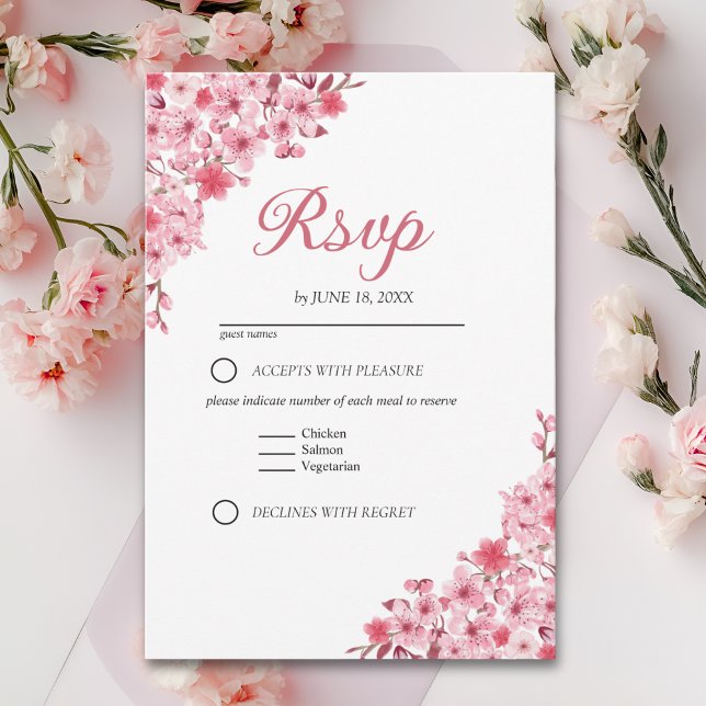 Japanese Blossom Wedding – Pink Floral RSVP (Créateur téléchargé)