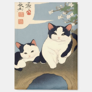 Japanese Cats Blossom Tree Magnet