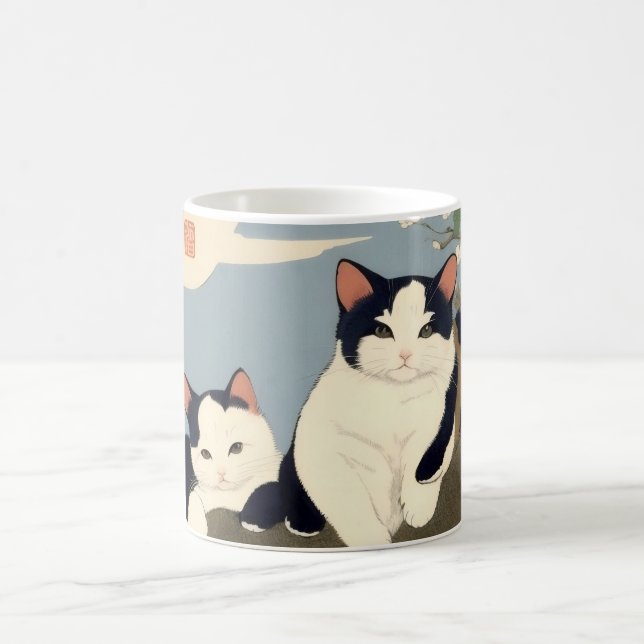 Japanese Cats Blossom Tree Mug – Ukiyo-e Style (Centre)