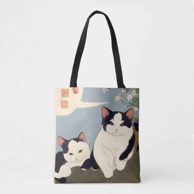 Japanese Cats Blossom Tree Tote Bag (Devant)
