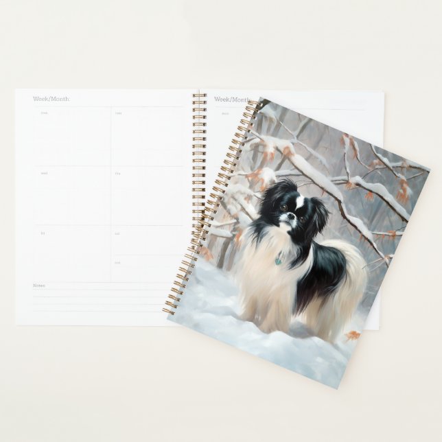 Japanese Chin Qu'il neige Noël (Devant avec enveloppe)