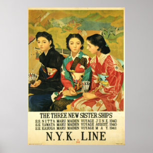 Japanese Cruise Ship Vintage Travel Art Poster