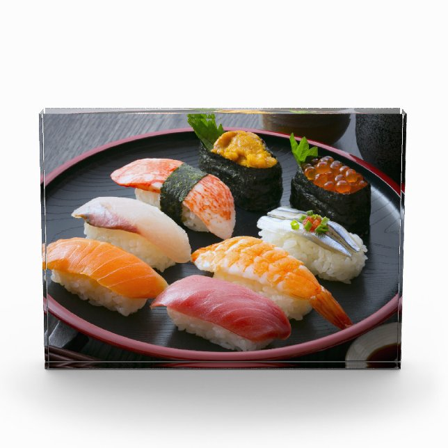 Japanese Elegance – Lacquer Plate Sushi Photo Bloc (Devant)