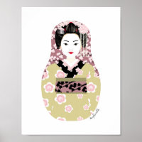 Japanese Geisha Matryoshka Poster