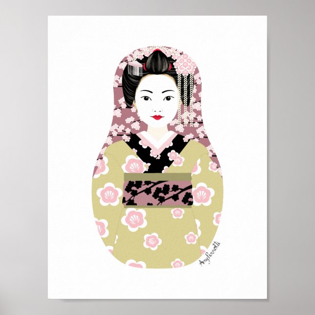 Japanese Geisha Matryoshka Poster (Devant)