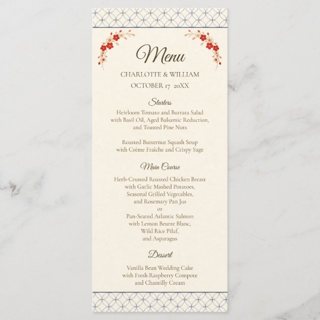 Japanese Sakura Shippo Wedding Menu (Devant)