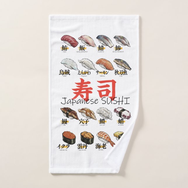 Japanese SUSHI illustration design (Serviette à main)