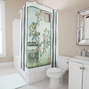 Japon Bairei Jay Birds Plum Blossom Shotain rideau