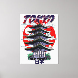 japon, terre du soleil levant logo de temple toile