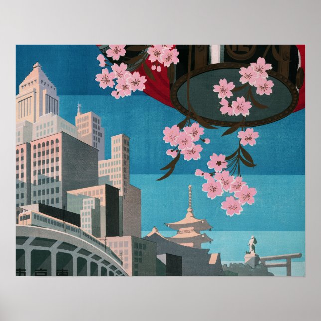 Japon Tokyo Vintage Japonais affiche de voyage (Devant)