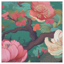 Japonais Kimono style turquoise tissu de pivoine m