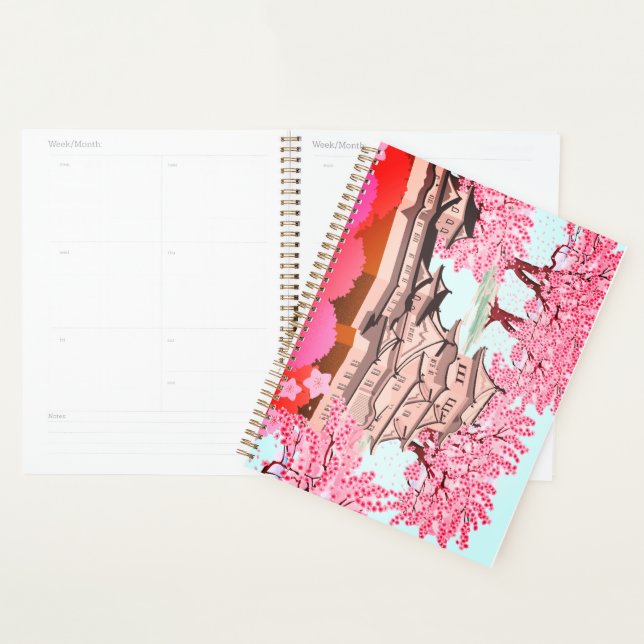 Japonais Sakura Castle Art - Cherry Blossom Printe (Devant avec enveloppe)