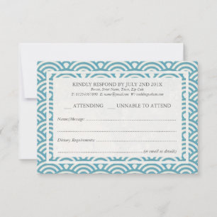 Japonais Seigaiha Vague Elégant Mariage Plage RSVP