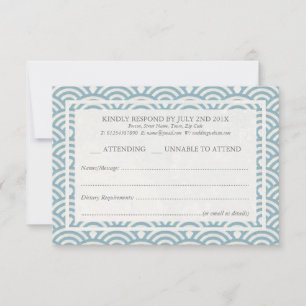 Japonais Seigaiha Vague Elégant Mariage Plage RSVP