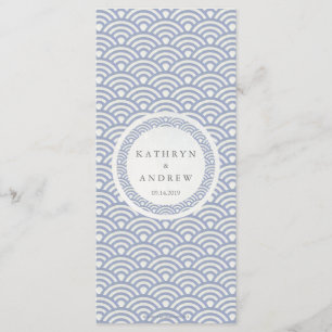 Japonais Seigaiha Waves Elegant Beach Wedding Menu