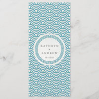 Japonais Seigaiha Waves Elegant Beach Wedding Menu