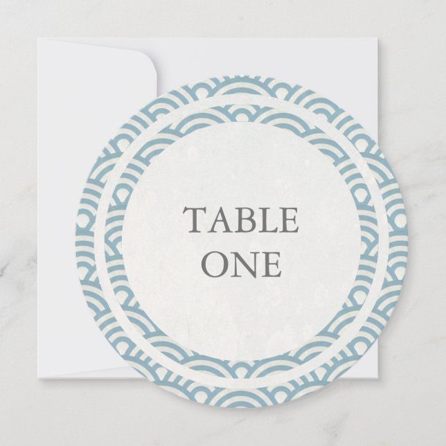 Japonais Seigha Stylisé Vagues Numéro de table ron (Devant)