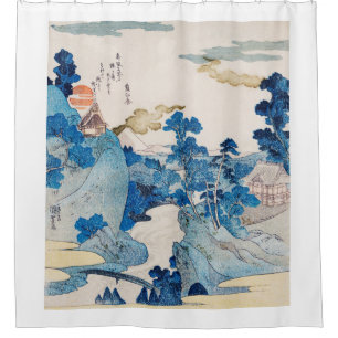 JAPONAIS WOODBLOCK PRINT PAYSAGE Douche rideau