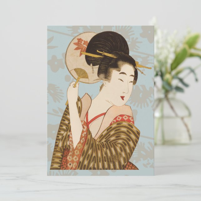 Japonaise vintage Geisha Girl en Kimono avec venti (Debout devant)