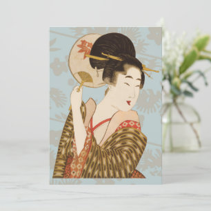 Japonaise vintage Geisha Girl en Kimono avec venti
