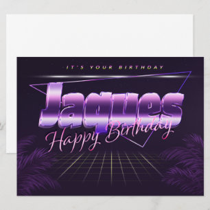 Jaques Nom Prénom carte lilas rétro anniversaire