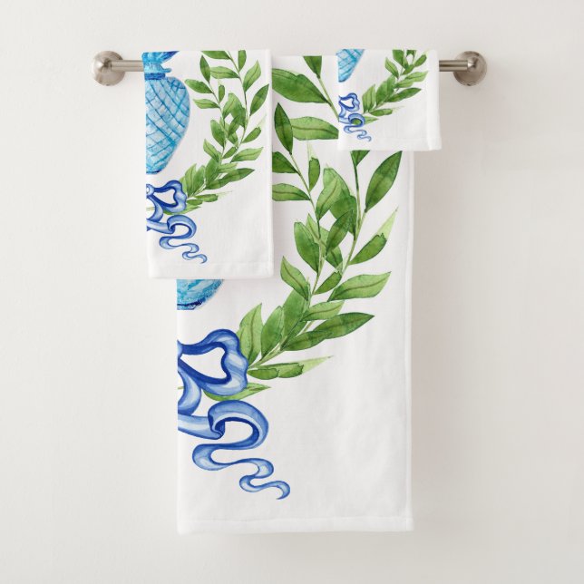 Jar à gingembre blanc et bleu ananas (En situation)