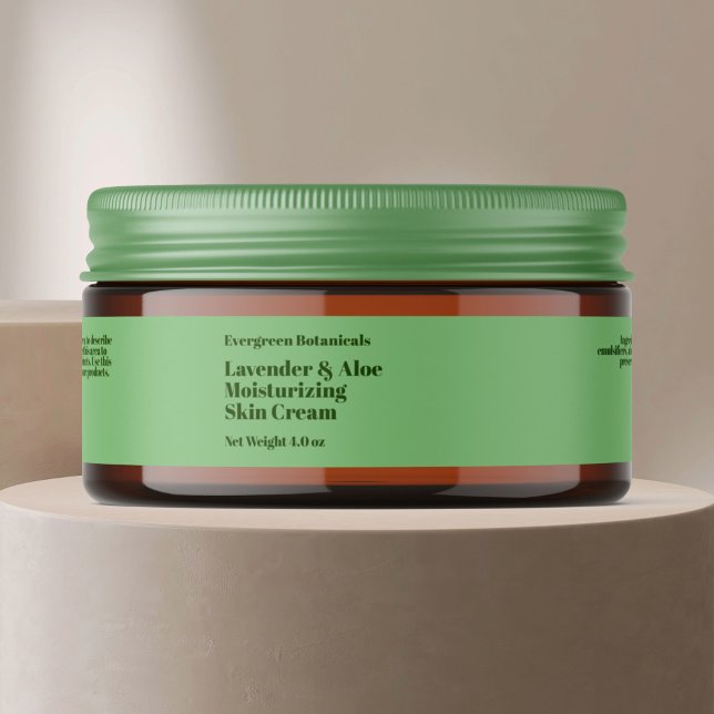 Jar de cosmétique vert clair moderne étiquette 1 x (Créateur téléchargé)