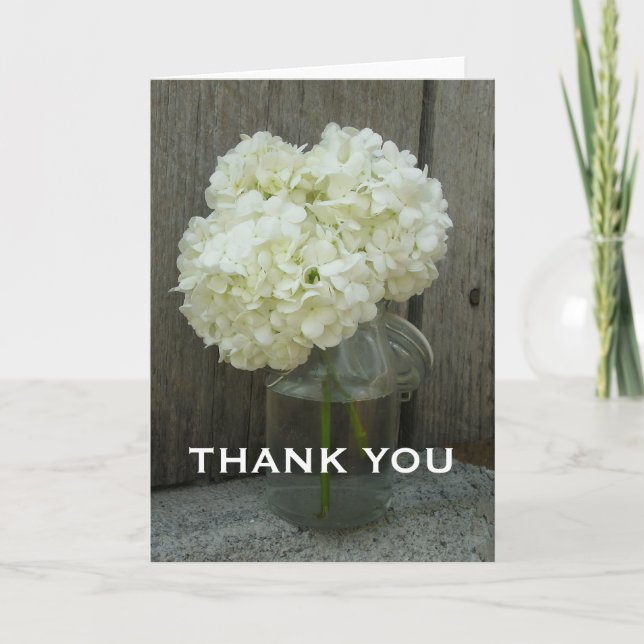 Jar de Hydrangeas & Carte de remerciements en bois (Devant)