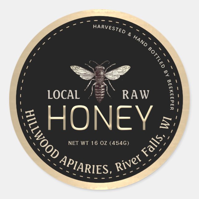 Jar de miel de la reine Bee Étiquette Bouteille à  (Devant)
