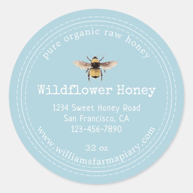 Jar de miel Étiquette Apiary Blue Glow (Devant)