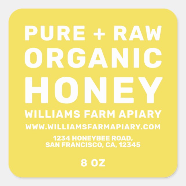 Jar de miel moderne Étiquette Honeybee Apière Jaun (Devant)