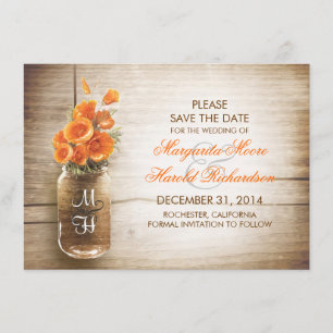 Jar Mason et fleurs orange enregistrer les cartes