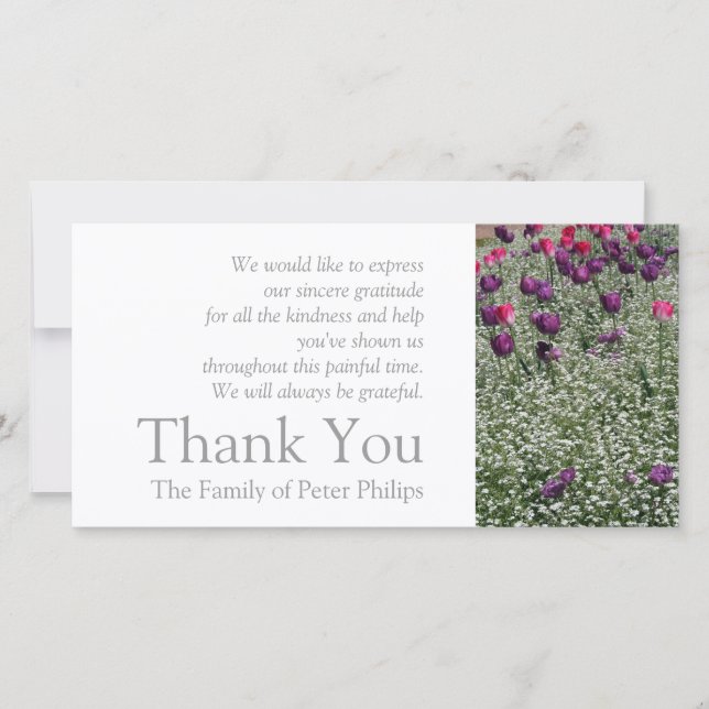 Jardin 1 Tulipes Sympathie Merci 2 Carte photo (Devant)