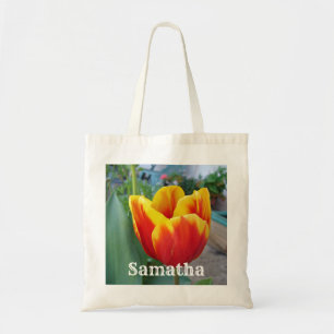Jardin à fleurs de tulipe rouge et jaune Sac fourr