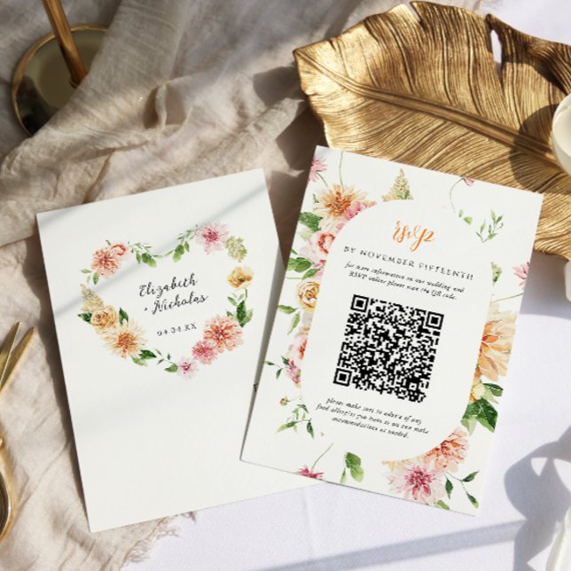 Jardin Afterglow Floral Heart Code QR RSVP Mariage (Créateur téléchargé)