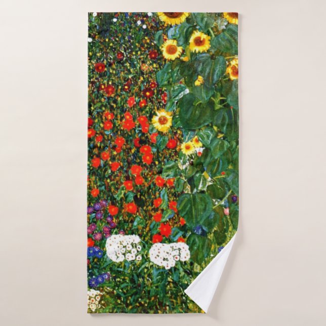 Jardin agricole avec tournesol par Gustav Klimt (Serviette de bain)