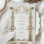Jardin Angélique Victorien Faire-part de mariage F<br><div class="desc">Cette invitation transporte les invités dans un jardin victorien fête, avec des figures angéliques et une abondance de flore. Le doux rose pastel des roses fleuris se marie avec le vert sauge du feuillage, le tout ancré par un riche piédestal joyeux qui parle à l'opulence victorienne. Des anges recouverts de...</div>