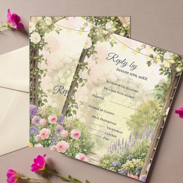 Jardin Anglais Floral Arbor Réponse De Mariage Par (English Garden Floral Arbor Wedding Reply By RSVP Card)