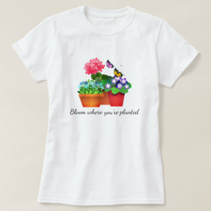 Jardin aux fleurs avec T-shirt femme papillon
