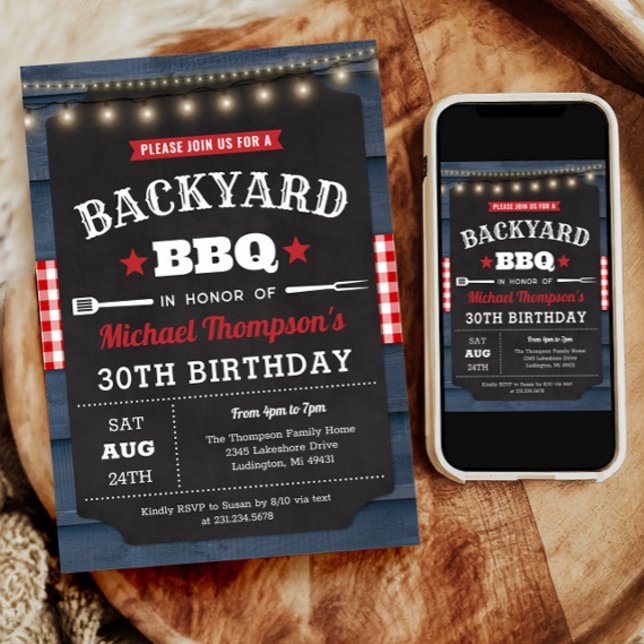 Jardin Barbecue 30e anniversaire Invitation (Backyard Barbecue 30th Birthday Invitation)