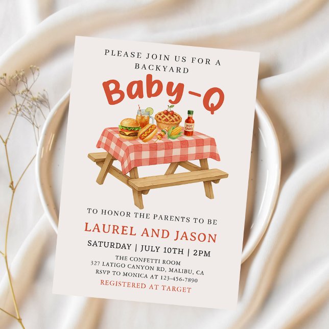 Jardin BBQ Baby-Q Baby shower Invitation (Créateur téléchargé)