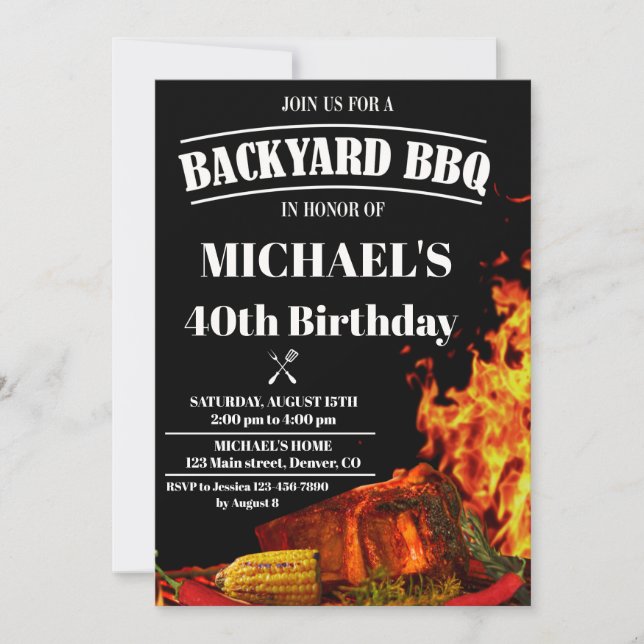 Jardin BBQ invitation Barbeque anniversaire invita (Devant)
