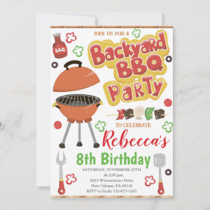 Jardin BBQ Invitation d'anniversaire, BBQ Party