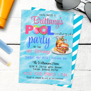 Jardin BBQ Pool Fête Anniversaire Invitation