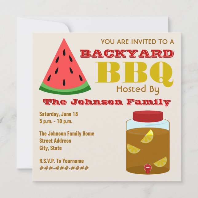 Jardin BBQ Watermelon & Sweet Tea Invitation (Devant)