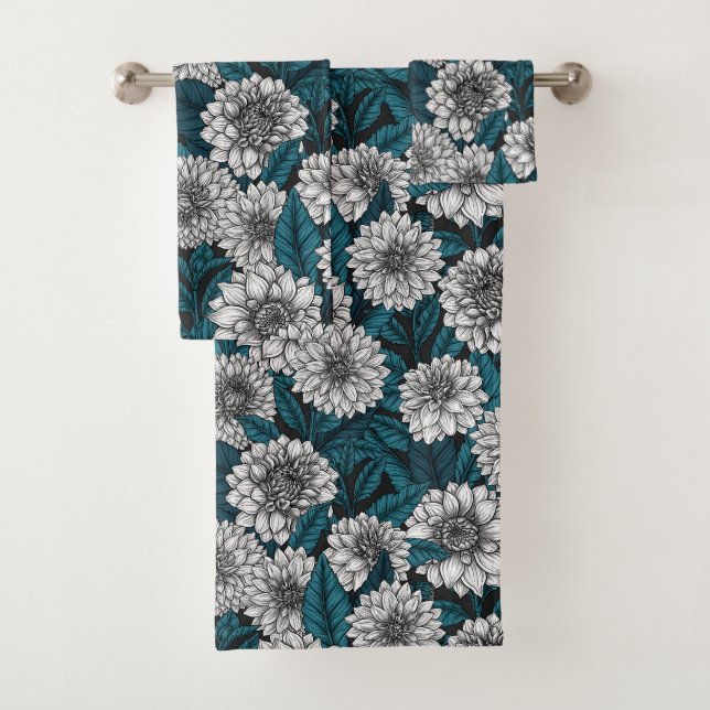 Jardin blanc Dahlia / feuilles bleus 2 (En situation)