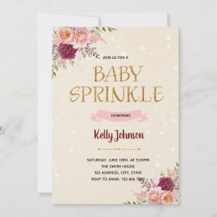 Jardin boho fleur bébé sautiner invitation