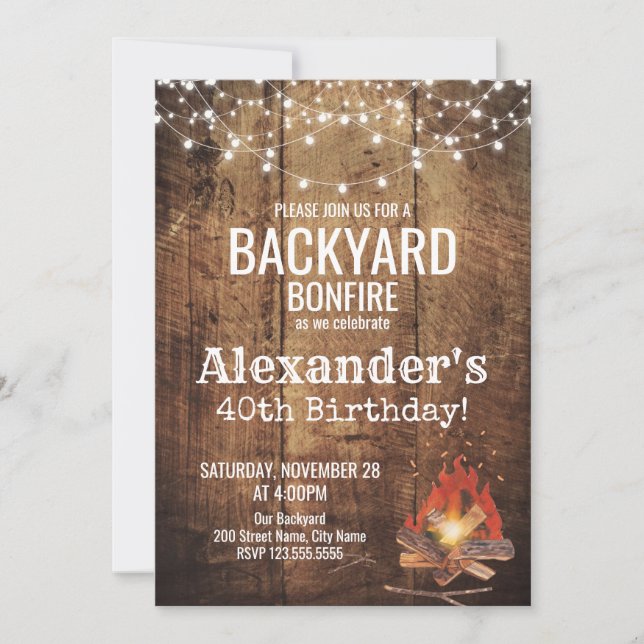 Jardin Bonfire Invitation d'anniversaire (Devant)